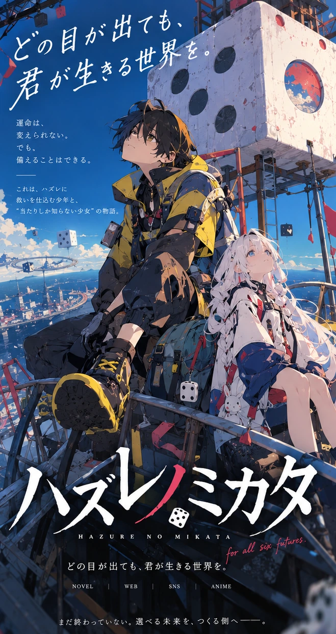 ハズレノミカタのキービジュアル。どの目が出ても、君が生きる世界を。